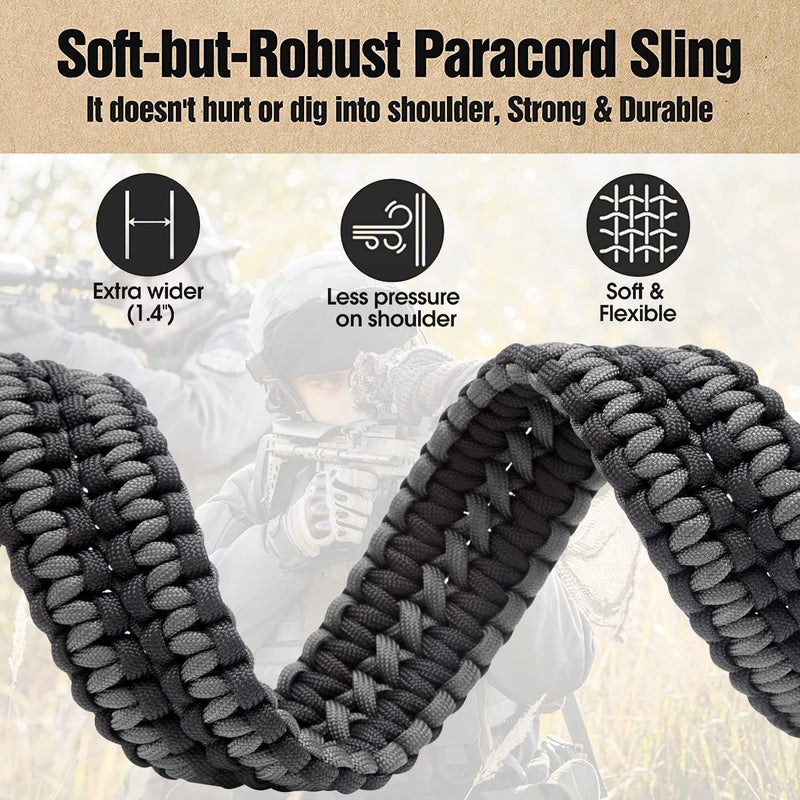 VVAAGG 2 Point QD Sling Adjustable 550 Paracord Sling with Metal Hook and QD Sling Swivels for Hunting - Image 2